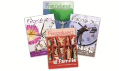 Collage aus vier Ausgaben der Zeitschrift Franziskaner